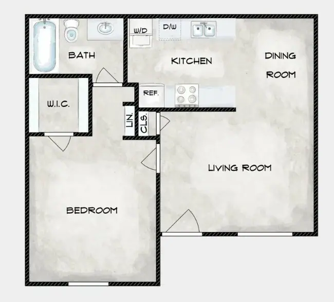 One Bedroom/One Bath 219 floor plan